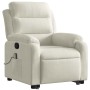 Sillón reclinable de masaje elevable terciopelo crema en Sillones | Comprar online en Foru.es