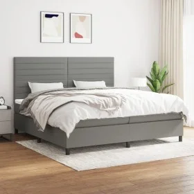 Cama box spring con colchón tela gris oscuro 200x200 cm de , Camas y somieres - Ref: Foro24-3141882, Precio: 658,06 €, Descue...