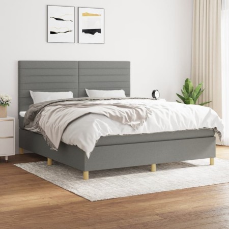 Cama box spring con colchón tela gris oscuro 180x200 cm de , Camas y somieres - Ref: Foro24-3142434, Precio: 607,83 €, Descue...