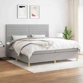 Box spring bed with light gray fabric mattress 200x200 cm by , Beds and slatted bases - Ref: Foro24-3142441, Price: 614,35 €,...