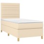 Cama box spring con colchón tela color crema 100x200 cm de , Camas y somieres - Ref: Foro24-3142398, Precio: 347,23 €, Descue...