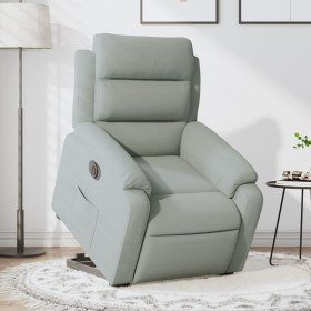 Sillón eléctrico reclinable elevable de terciopelo gris claro en Sillones | Comprar online en Foru.es