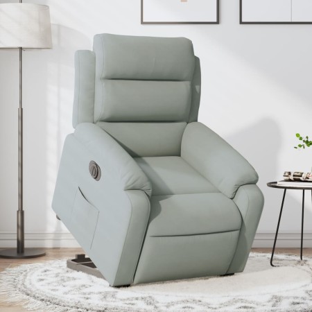 Sillón eléctrico reclinable elevable de terciopelo gris claro en Sillones | Comprar online en Foru.es