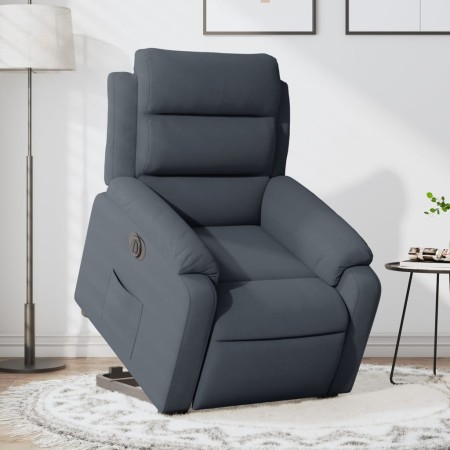 Sillón eléctrico reclinable elevable de terciopelo gris oscuro en Sillones | Comprar online en Foru.es