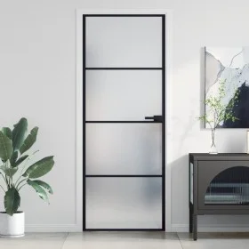 Puerta interior delgada negra vidrio y aluminio 76x201,5 cm by , Doors for the home - Ref: Foro24-155117, Price: 216,54 €, Di...