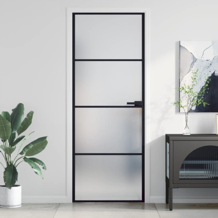 Puerta interior delgada negra vidrio y aluminio 76x201,5 cm de , Puertas para el hogar - Ref: Foro24-155117, Precio: 219,11 €...
