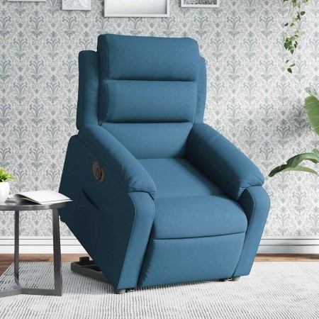 Sillón eléctrico reclinable elevable de terciopelo azul en Sillones | Comprar online en Foru.es