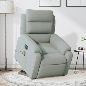 Sillón de masaje reclinable elevable terciopelo gris claro en Sillones | Comprar online en Foru.es