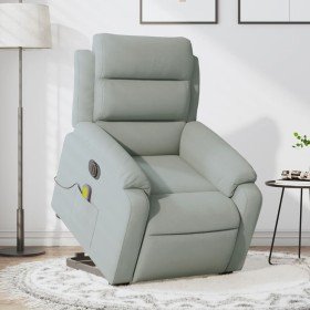 Sillón de masaje reclinable elevable terciopelo gris claro en Sillones | Comprar online en Foru.es