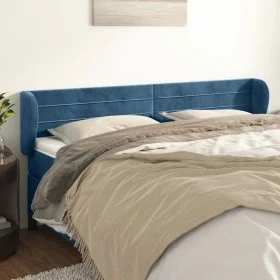 Cabecero de terciopelo azul oscuro 203x23x78/88 cm de , Cabeceros y pies de cama - Ref: Foro24-3117354, Precio: 69,83 €, Desc...