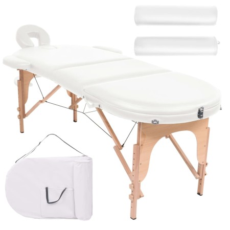 Camilla de masaje plegable 4 cm de grosor 2 cojines blanco de vidaXL, Mesas de masaje - Ref: Foro24-110158, Precio: 229,14 €,...