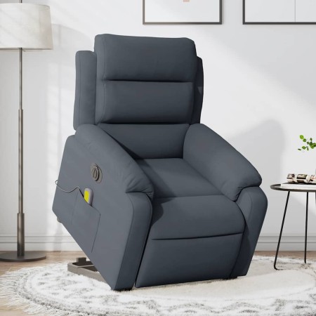 Sillón de masaje reclinable elevable terciopelo gris oscuro en Sillones | Comprar online en Foru.es