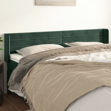 Cabecero de terciopelo verde oscuro 203x16x78/88 cm de , Cabeceros y pies de cama - Ref: Foro24-3118977, Precio: 83,43 €, Des...
