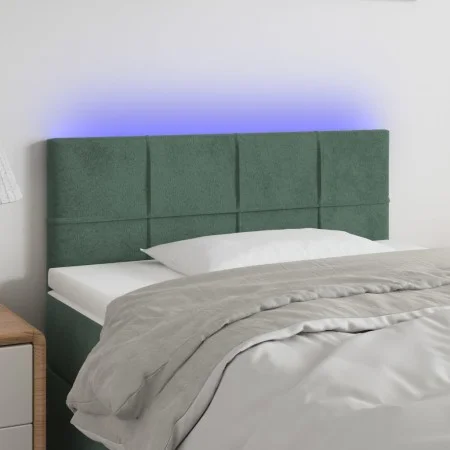 LED-Kopfteil aus dunkelgrünem Samt, 90 x 5 x 78/88 cm von , Kopf- und Fußteile - Ref: Foro24-3121651, Preis: 45,79 €, Rabatt: %