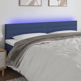 Blue fabric headboard with LED 200x5x78/88 cm by , Headboards and footboards - Ref: Foro24-3121780, Price: 70,42 €, Discount: %