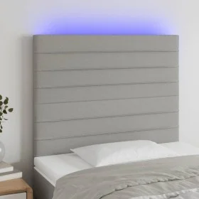 Cabecero con luces LED tela gris claro 100x5x118/128 cm de , Cabeceros y pies de cama - Ref: Foro24-3122554, Precio: 61,35 €,...