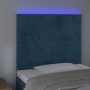 Cabecero con luces LED terciopelo azul oscuro 100x5x118/128 cm de , Cabeceros y pies de cama - Ref: Foro24-3122610, Precio: 6...