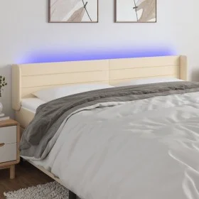 Kopfteil aus cremefarbenem Stoff mit LED 203x16x78/88 cm von , Kopf- und Fußteile - Ref: Foro24-3123403, Preis: 85,26 €, Raba...