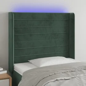 Cabecero con LED de terciopelo verde oscuro 93x16x118/128 cm de , Cabeceros y pies de cama - Ref: Foro24-3124227, Precio: 94,...