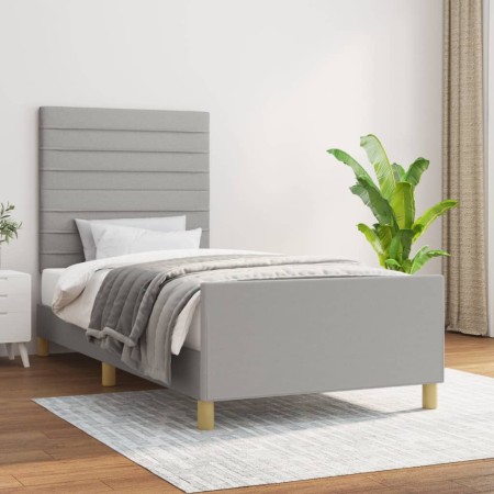 Estructura de cama con cabecero de tela gris claro 90x200 cm de , Camas y somieres - Ref: Foro24-3125106, Precio: 139,60 €, D...