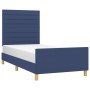 Estructura de cama con cabecero de tela azul 90x200 cm de , Camas y somieres - Ref: Foro24-3125112, Precio: 149,35 €, Descuen...