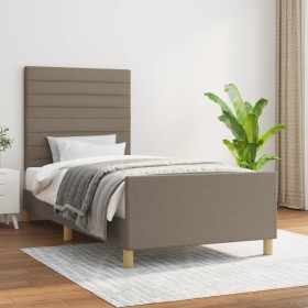 Estructura de cama con cabecero de tela gris taupe 90x200 cm de , Camas y somieres - Ref: Foro24-3125110, Precio: 152,57 €, D...