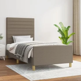 Estructura de cama con cabecero de tela gris taupe 90x200 cm de , Camas y somieres - Ref: Foro24-3125110, Precio: 150,85 €, D...
