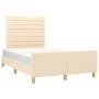 Estructura de cama con cabecero de tela color crema 120x200 cm de , Camas y somieres - Ref: Foro24-3125127, Precio: 183,29 €,...