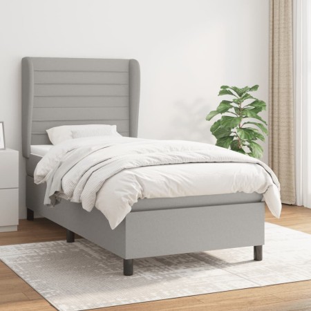 Cama box spring con colchón tela gris claro 90x200 cm de , Camas y somieres - Ref: Foro24-3128013, Precio: 361,67 €, Descuent...