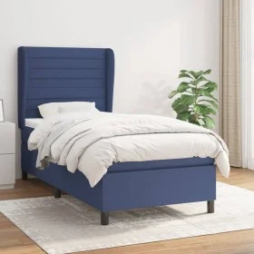 Cama box spring con colchón tela azul 90x190 cm de , Camas y somieres - Ref: Foro24-3128011, Precio: 349,74 €, Descuento: %