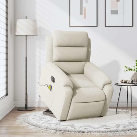 Sillón reclinable de masaje eléctrico elevable terciopelo crema en Sillones | Comprar online en Foru.es