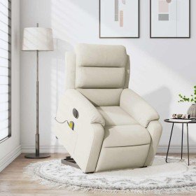 Sillón reclinable de masaje eléctrico elevable terciopelo crema en Sillones | Comprar online en Foru.es
