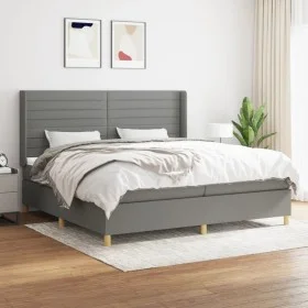 Cama box spring con colchón tela gris oscuro 200x200 cm de , Camas y somieres - Ref: Foro24-3132098, Precio: 638,77 €, Descue...