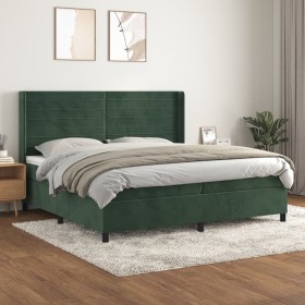 Cama box spring con colchón terciopelo verde oscuro 200x200 cm de , Camas y somieres - Ref: Foro24-3132762, Precio: 720,36 €,...
