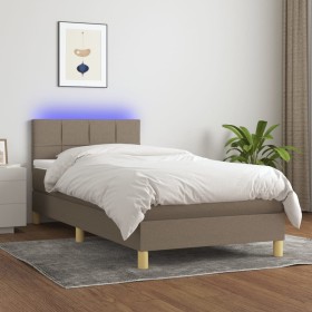 Cama box spring con colchón LED tela gris taupe 90x200 cm de , Camas y somieres - Ref: Foro24-3133689, Precio: 307,87 €, Desc...
