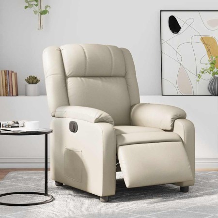 Sillón reclinable eléctrico de cuero sintético crema en Sillones | Comprar online en Foru.es