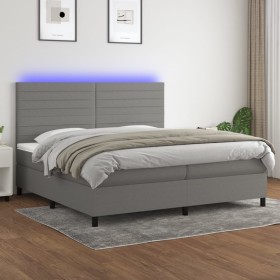Cama box spring colchón y luces LED tela gris claro 200x200 cm de , Camas y somieres - Ref: Foro24-3134982, Precio: 657,18 €,...