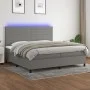 Box spring bed mattress and LED lights light gray fabric 200x200 cm by , Beds and slatted bases - Ref: Foro24-3134982, Price:...