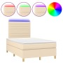 Cama box spring con colchón y LED tela crema 120x200 cm de , Camas y somieres - Ref: Foro24-3135506, Precio: 440,36 €, Descue...