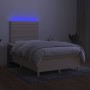 Cama box spring con colchón y LED tela crema 120x200 cm de , Camas y somieres - Ref: Foro24-3135506, Precio: 440,36 €, Descue...