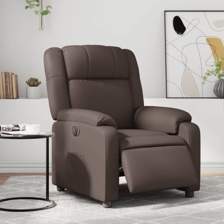 Sillón reclinable eléctrico de cuero sintético marrón en Sillones | Comprar online en Foru.es