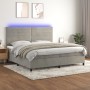 Cama box spring colchón y LED terciopelo gris claro 200x200 cm de , Camas y somieres - Ref: Foro24-3136203, Precio: 592,13 €,...