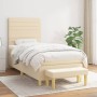 Cama box spring con colchón tela color crema 100x200 cm de , Camas y somieres - Ref: Foro24-3137218, Precio: 379,96 €, Descue...