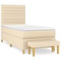 Cama box spring con colchón tela color crema 100x200 cm de , Camas y somieres - Ref: Foro24-3137218, Precio: 379,96 €, Descue...