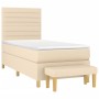 Cama box spring con colchón tela color crema 100x200 cm de , Camas y somieres - Ref: Foro24-3137218, Precio: 379,96 €, Descue...
