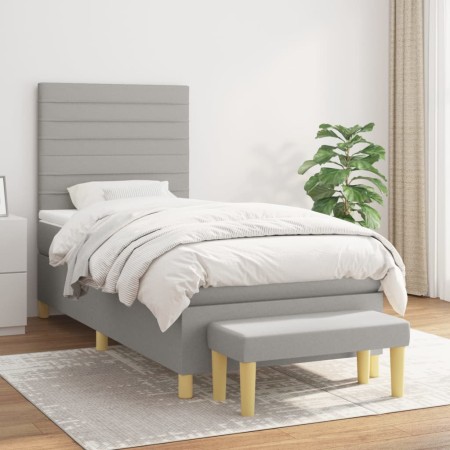 Cama box spring con colchón tela gris claro 90x190 cm de , Camas y somieres - Ref: Foro24-3137197, Precio: 333,81 €, Descuent...