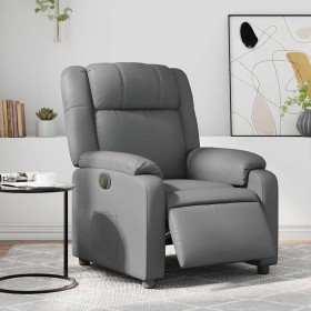 Sillón reclinable eléctrico de cuero sintético gris en Sillones | Comprar online en Foru.es