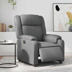 Sillón reclinable eléctrico de cuero sintético gris en Sillones | Comprar online en Foru.es