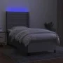 Box spring bed mattress and LED lights light gray fabric 90x190 cm by , Beds and slatted bases - Ref: Foro24-3138357, Price: ...
