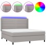 Cama box spring colchón y luces LED tela gris claro 180x200 cm de , Camas y somieres - Ref: Foro24-3138413, Precio: 619,06 €,...